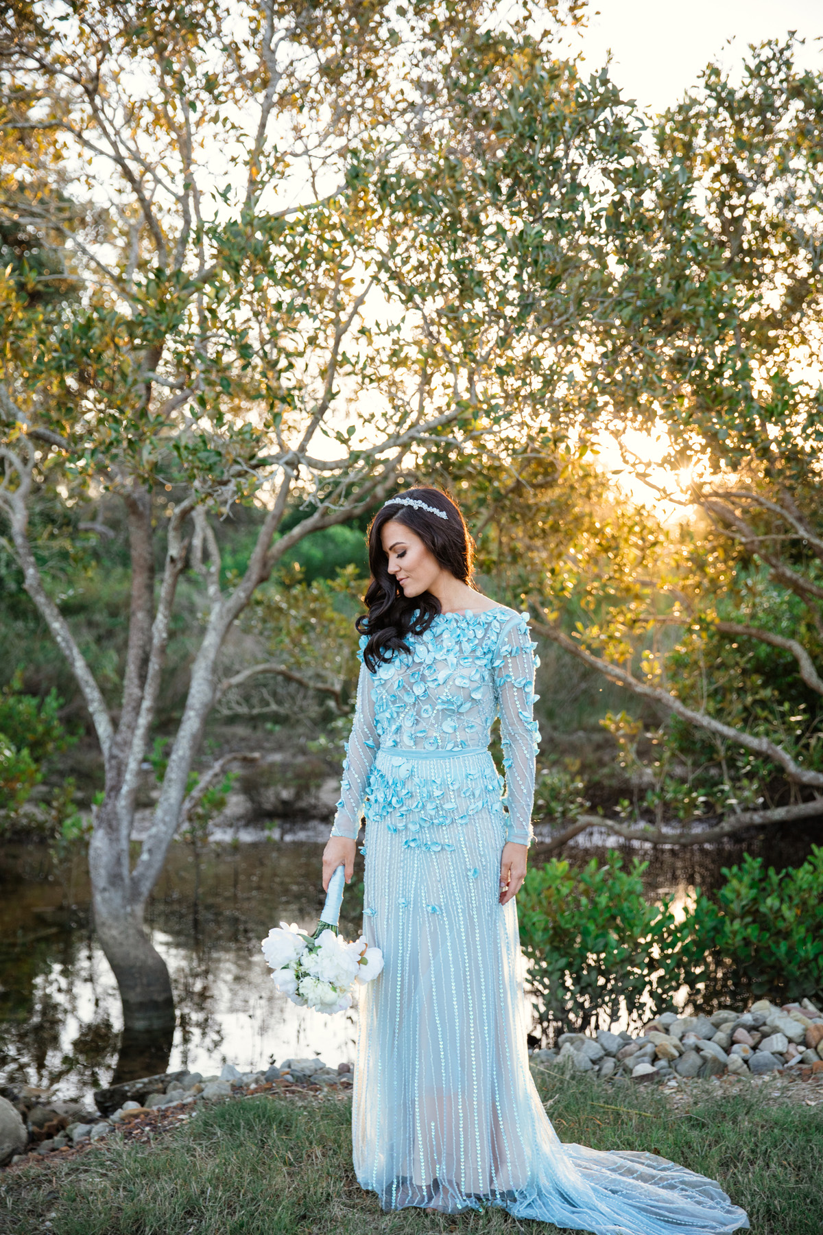 long sleeve pale blue dress
