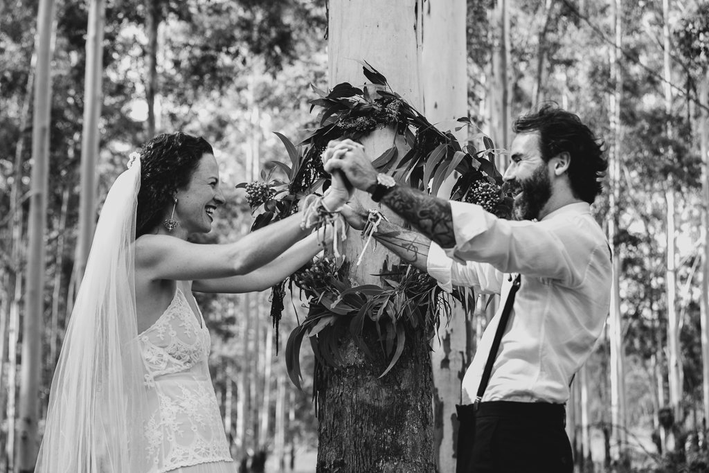 Chloe and Mitch at their bush eco wedding