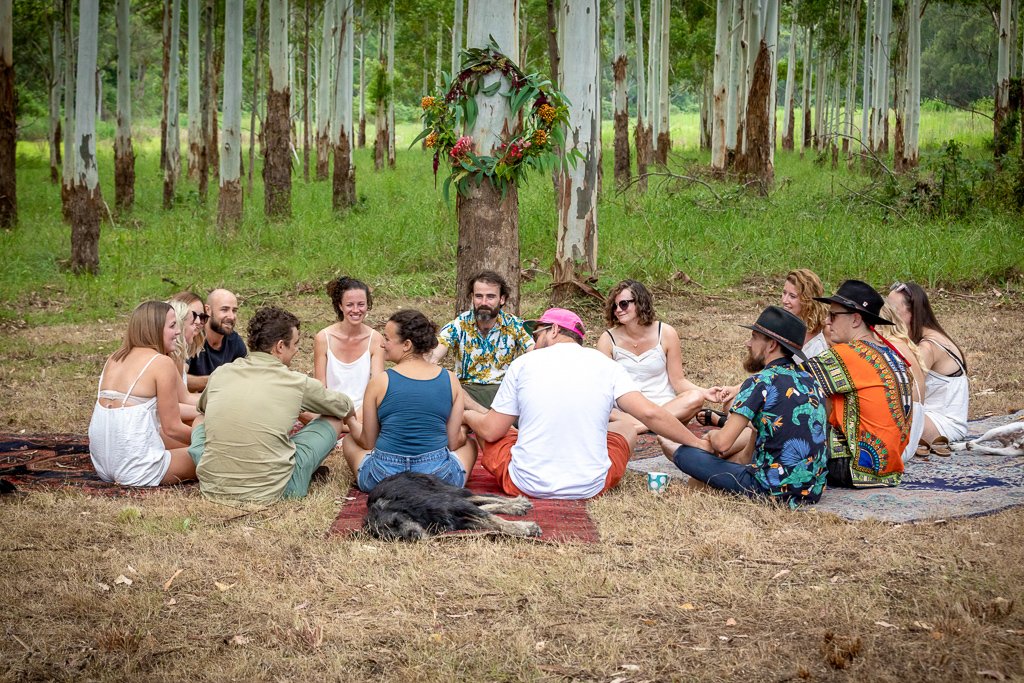 Bush eco wedding ceremony under gum trees in Colo
