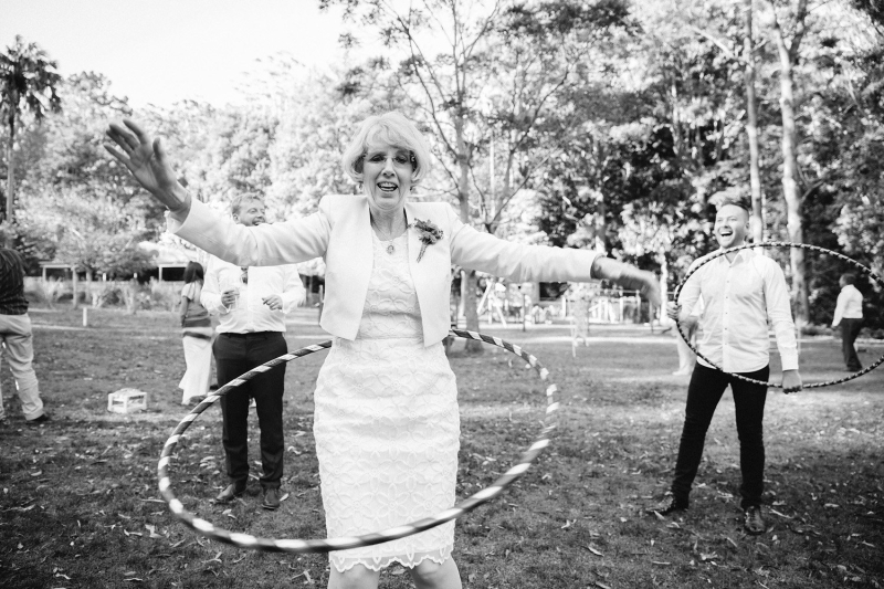 Guest hoola hooping at wedding
