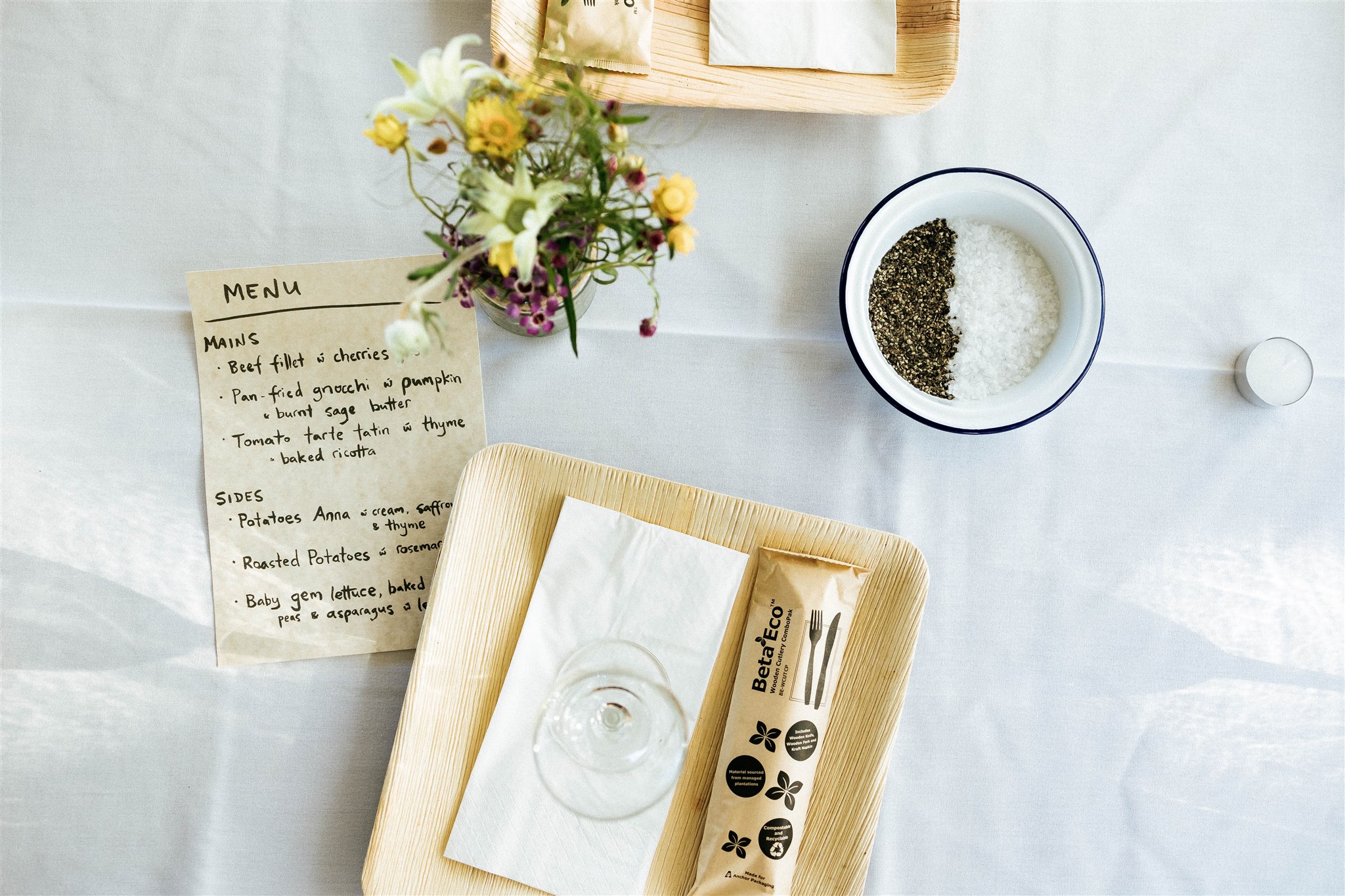 This Blue Mountains wedding's reception menu was based around potato