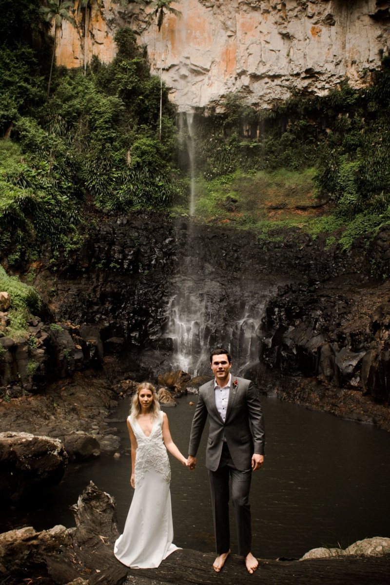 Waterfall elopement in Springbrook National Park
