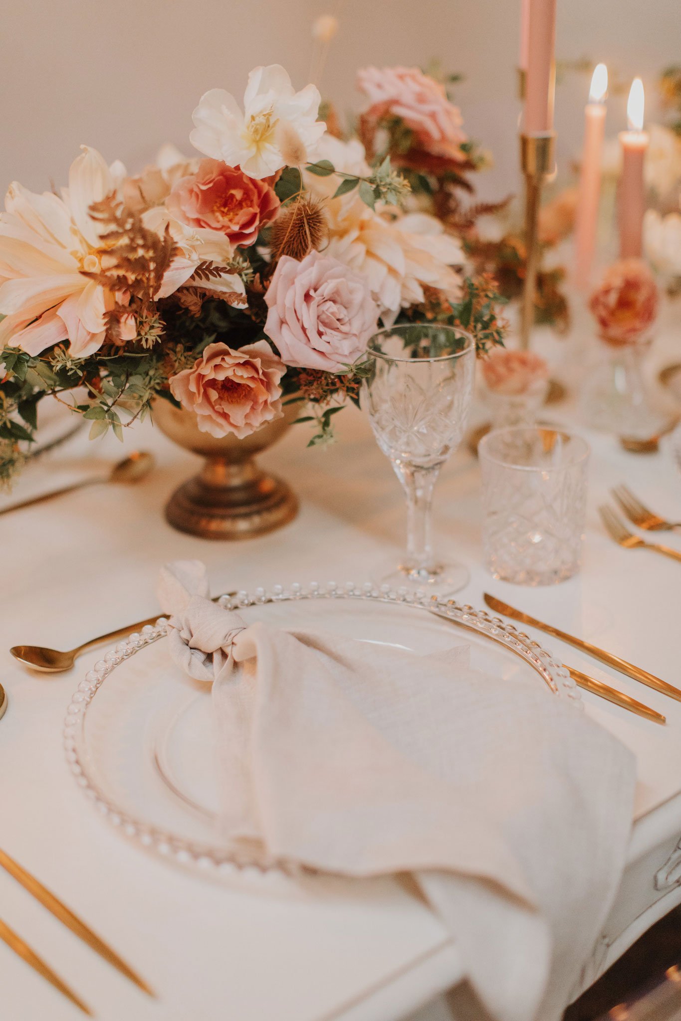 Foam-free hanging floral installation with dried hydrangea and magnolia